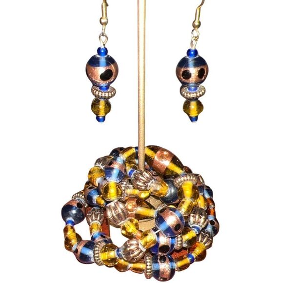 Opera Length Murano Glass Beaded Necklace with Matching Dangle Earrings - Picture 7 of 7